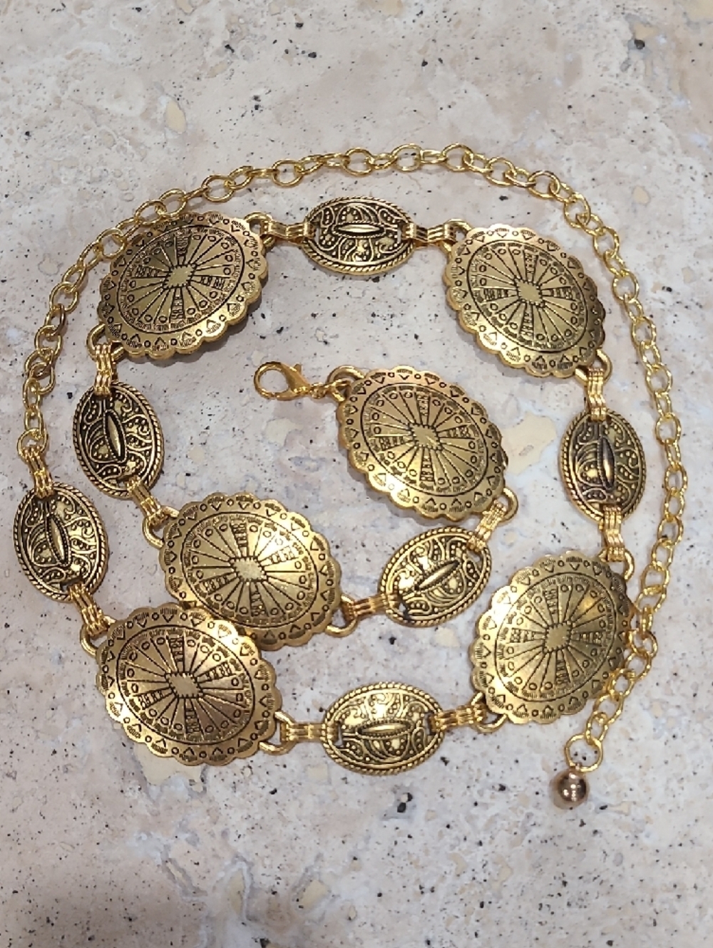 Gold Medallion Link Waist Belt 34.5" Long